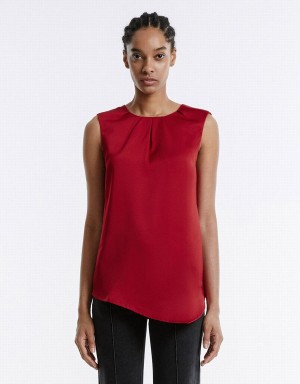 Urban Revivo Asymmetrical Hem Women's Blouse Red | BHZ608IO