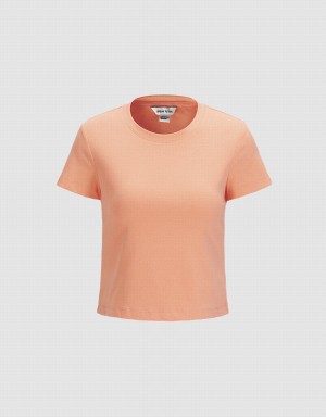 Urban Revivo Basic Fitted Women's T Shirts Light Orange | PCN8069CI