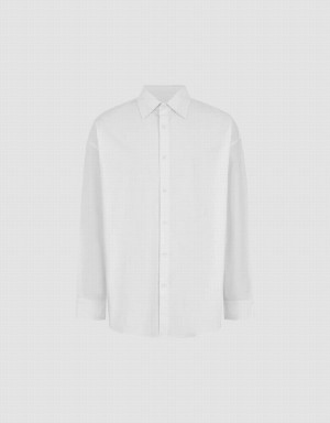 Urban Revivo Button Up Loose Men's Shirts White | NRK1195PH