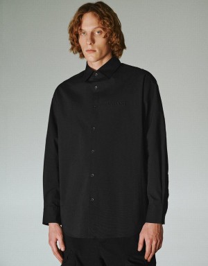 Urban Revivo Button Up Oversized Men's Shirts Black | MVO5884SL