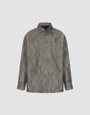 Urban Revivo Button Up Printed Men's Shirts Grey | VPX948FI