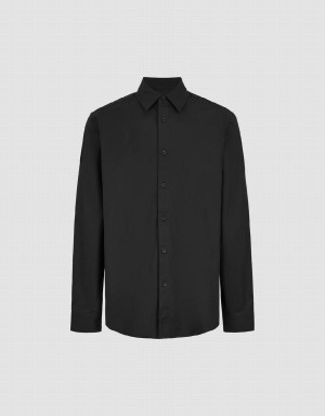 Urban Revivo Button Up Straight Men's Shirts Black | OST5131PN