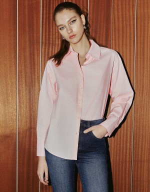 Urban Revivo Button Up Straight Women's Shirts Pink | DKA7830SN