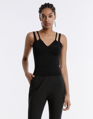 Urban Revivo Combination Camisole Women's Tank Top Black | TQA8518TS