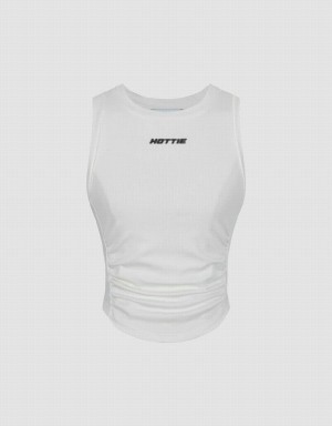 Urban Revivo Crew Neck Knitted Women's Tank Top White | MSX128LS