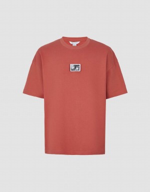 Urban Revivo Crew Neck Loose Men's T Shirts Red | SDK1873PP