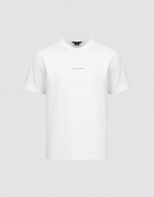 Urban Revivo Crew Neck Straight Men's T Shirts White | PAU4824MJ