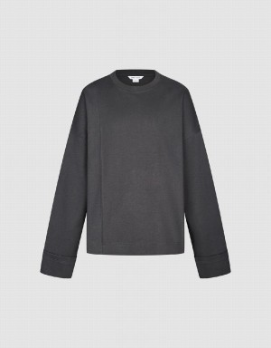 Urban Revivo Drop Shoulder Sleeve Crew Neck Men's Sweatshirts Dark Grey | SKM6110YU