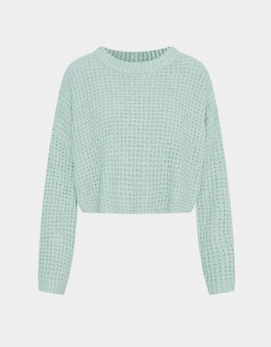 Urban Revivo Drop Shoulder Cropped Women's Sweaters Green | PVM5268OH