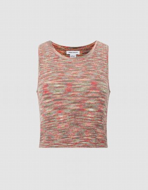 Urban Revivo Flecked Knitted Women's Tank Top Red | AIH295DZ