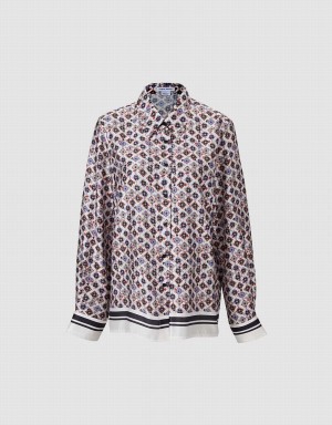 Urban Revivo Geometric Button Up Women's Shirts Grey | QID1863XT