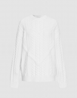 Urban Revivo Heart Cable Knit Women's Sweaters White | MBL8546HP