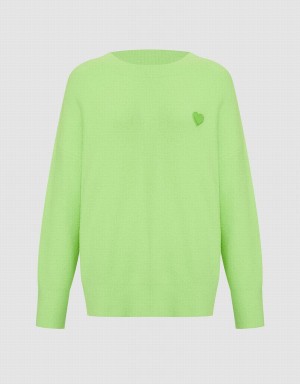 Urban Revivo Heart Detail Oversized Women's Sweaters Green | ZKE1044WE