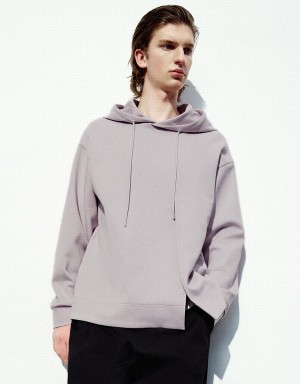 Urban Revivo Hooded Straight Men's Sweatshirts Purple | SHP6060DH