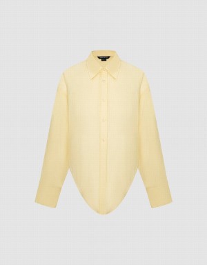 Urban Revivo Knot Hem Women's Shirts Yellow | JYH2118VQ