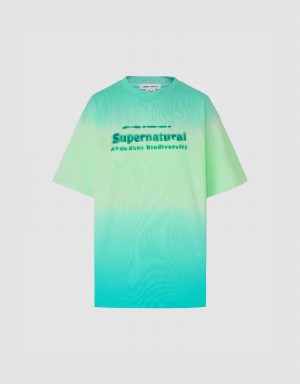 Urban Revivo Letter Printed Gradient Women's T Shirts Green | NFG4071ZE