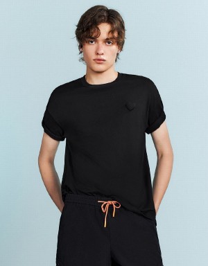 Urban Revivo Loose Men's T Shirts Black | AUH3838KZ