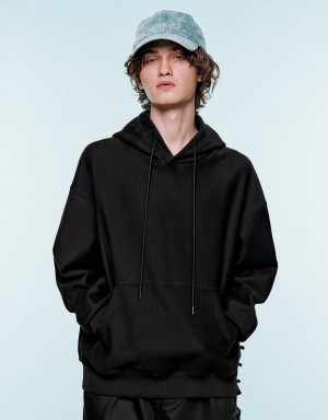 Urban Revivo Oversized Hooded Men's Sweatshirts Black | GSQ4679WB