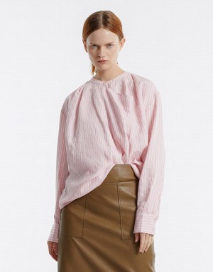 Urban Revivo Oversized Striped Women's Blouse Pink | LBV2448XR