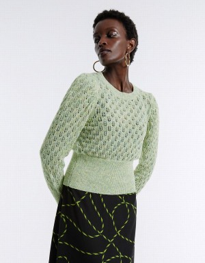 Urban Revivo Pointelle Women's Sweaters Green | LGE277RW