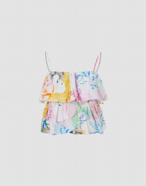 Urban Revivo Printed Ruffle Cami Top Women's Blouse Multicolor | EKN999JR