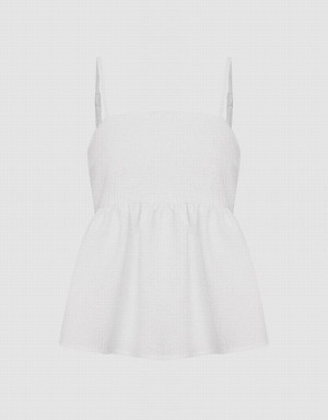 Urban Revivo Ruffle Hem Cami Women's Tank Top White | IAY9910FH