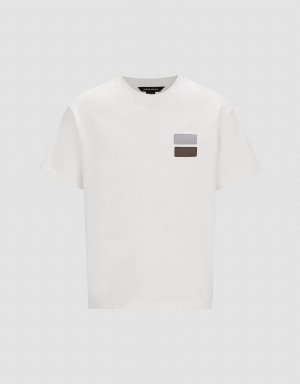 Urban Revivo Short Sleeve Straight Men's T Shirts White | LIN7918MY