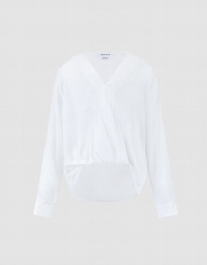 Urban Revivo Silk Effect Wrap Women's Blouse White | ISI919RN