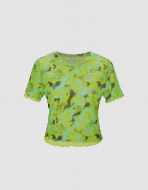 Urban Revivo Skinny Women's T Shirts Green | VQF3893PJ