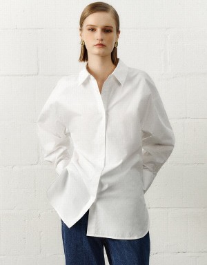 Urban Revivo Straight Loose Women's Shirts White | TLA5973PV