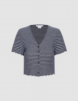 Urban Revivo Striped Crop Women's T Shirts Grey | ZRP8254OV