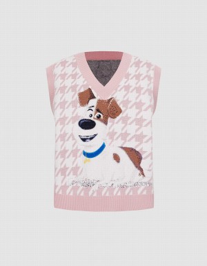 Urban Revivo The Secret Life Of Pets Houndstooth Women's Tank Top Pink | YER5270RR