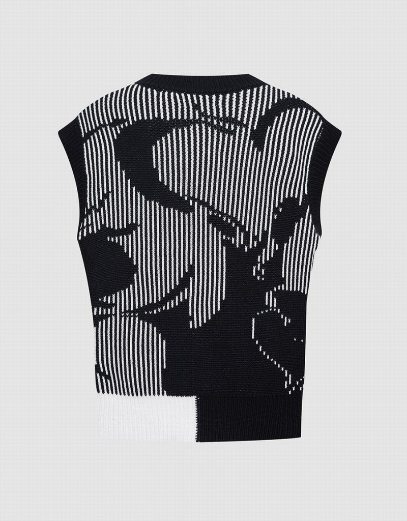 Urban Revivo Abstract Pattern Women's Tank Top Black | QOF8484XO