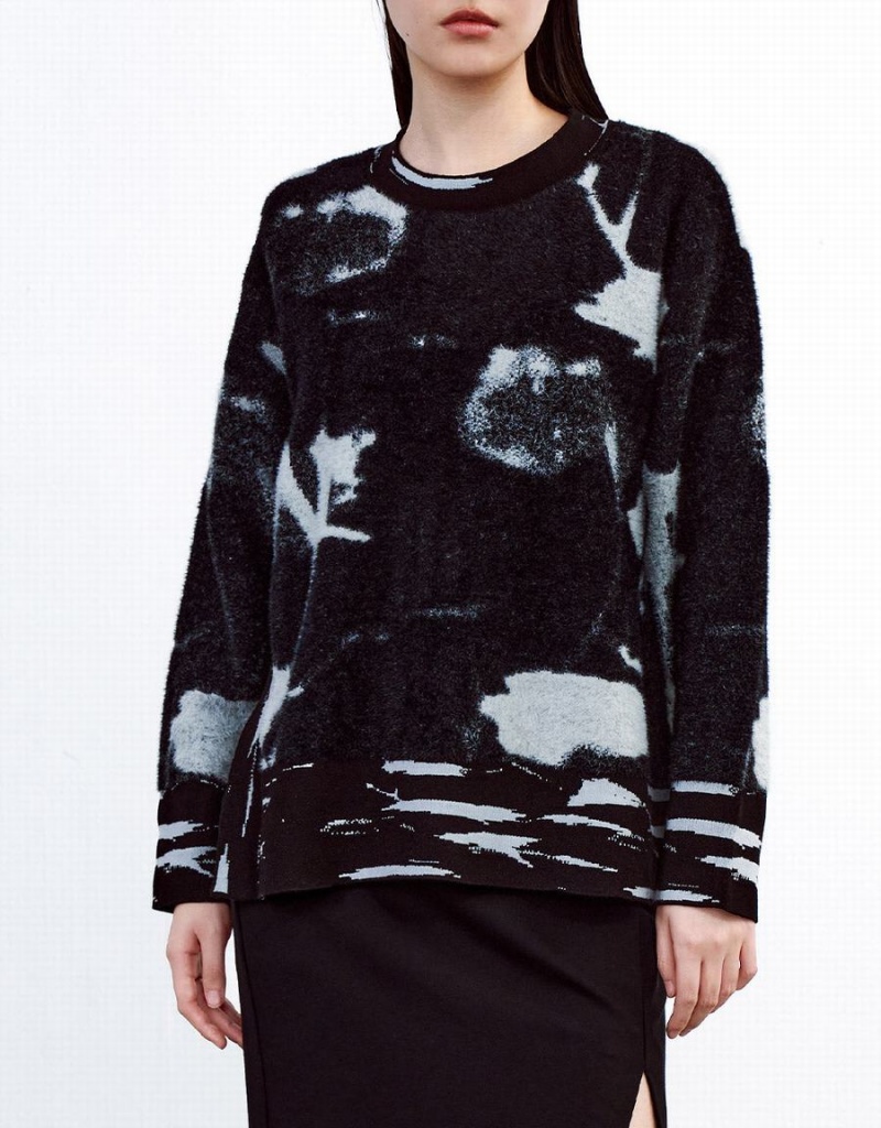 Urban Revivo Abstract Print Women's Sweaters Grey | JAM3411GM