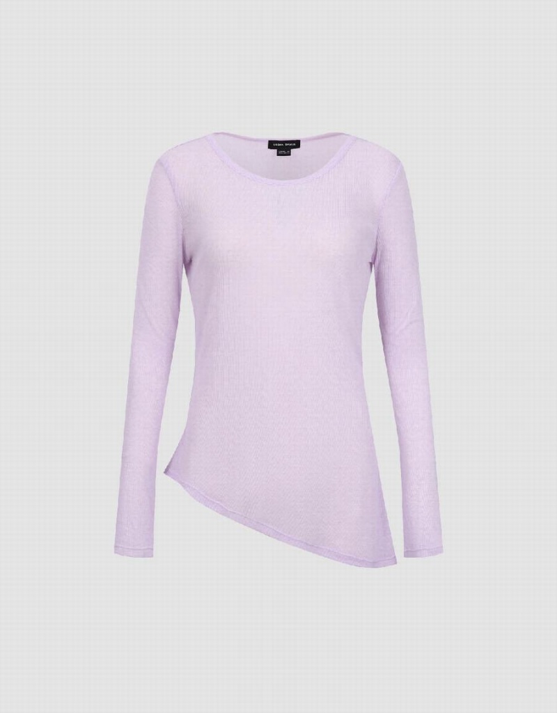 Urban Revivo Asymmetric Crew Neck Women's T Shirts Purple | DJO7392LX