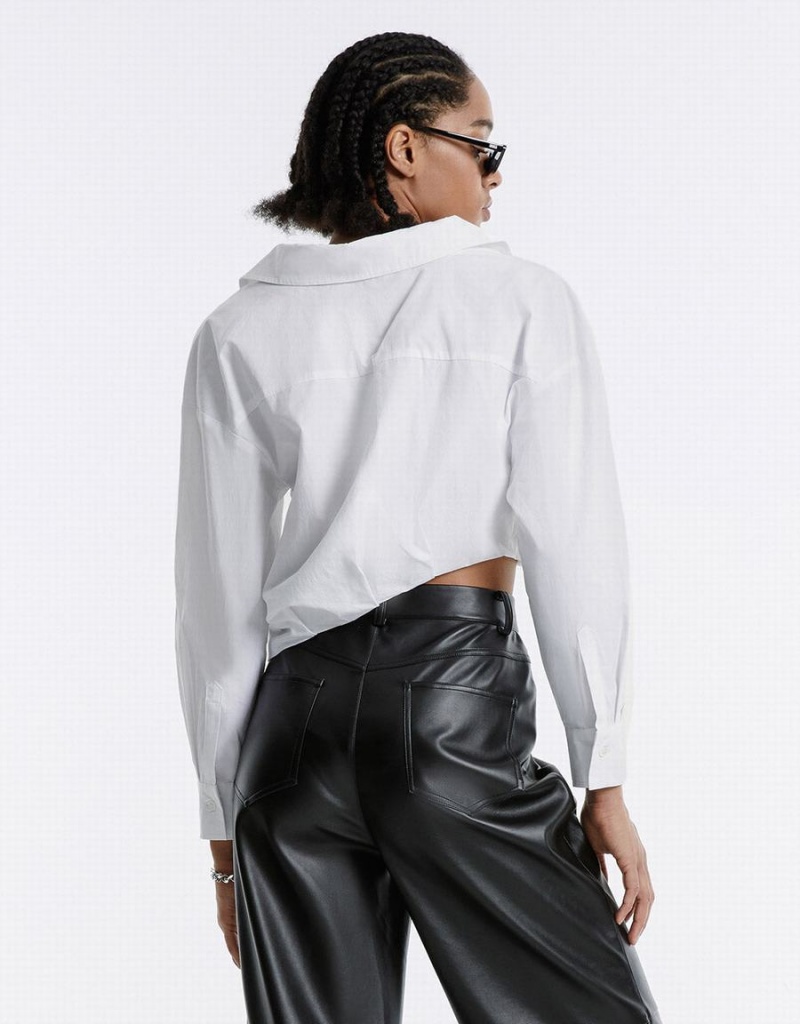 Urban Revivo Asymmetrical Cropped Women's Shirts White | ZML9791NT