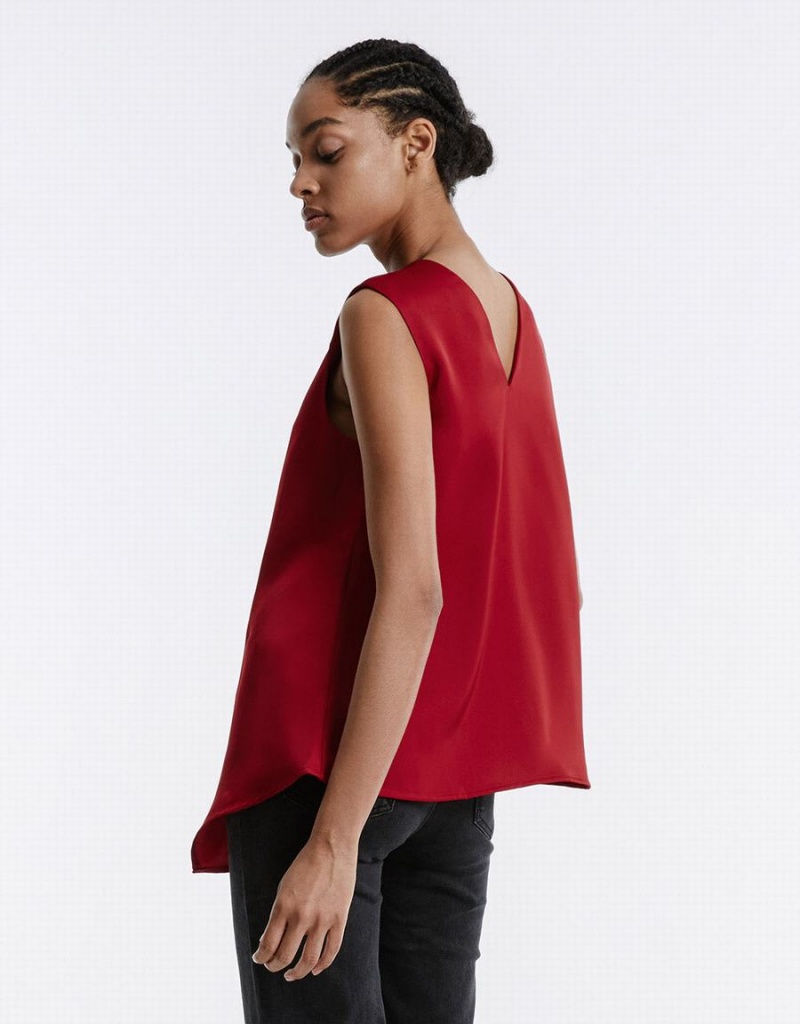 Urban Revivo Asymmetrical Hem Women's Blouse Red | BHZ608IO