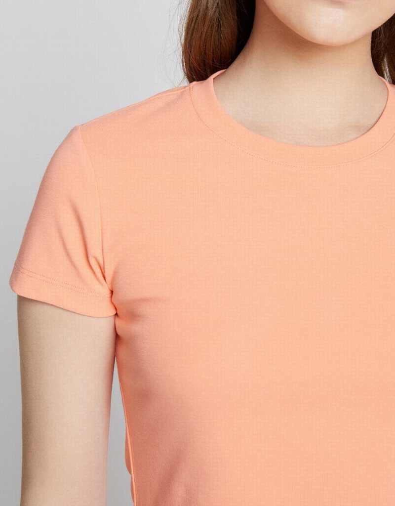 Urban Revivo Basic Fitted Women's T Shirts Light Orange | PCN8069CI