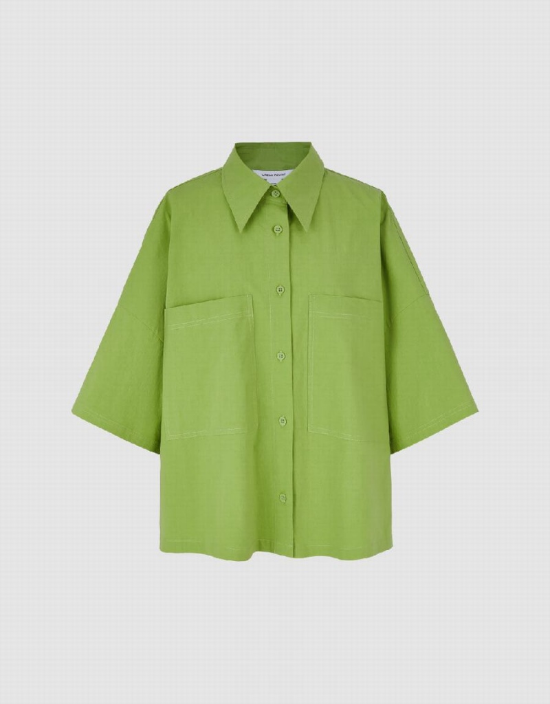 Urban Revivo Button Up A-Line Women's Shirts Green | SMM4026BC