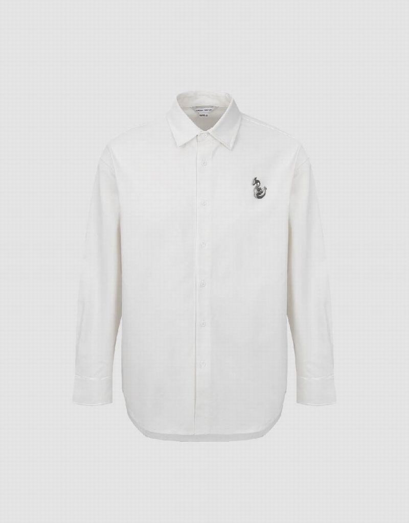 Urban Revivo Button Up Loose Men's Shirts White | WBE8279EV