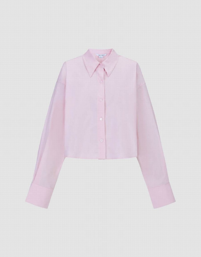 Urban Revivo Button Up Straight Lapel Women's Shirts Pink | FUY7760DS