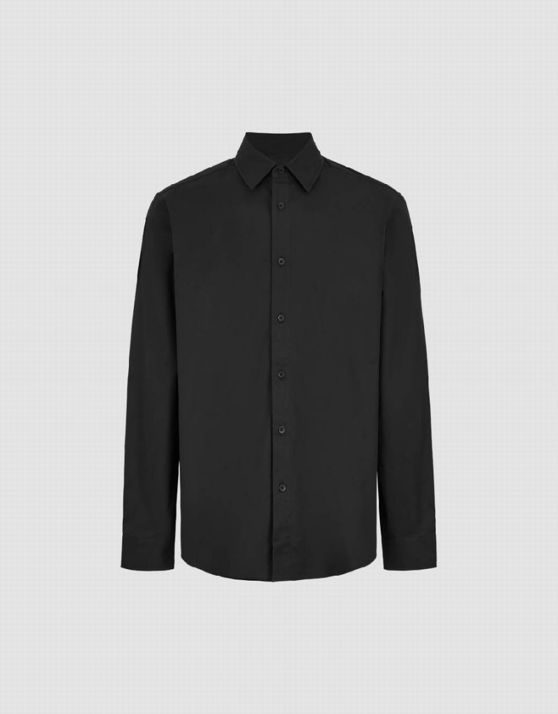 Urban Revivo Button Up Straight Men's Shirts Black | OST5131PN