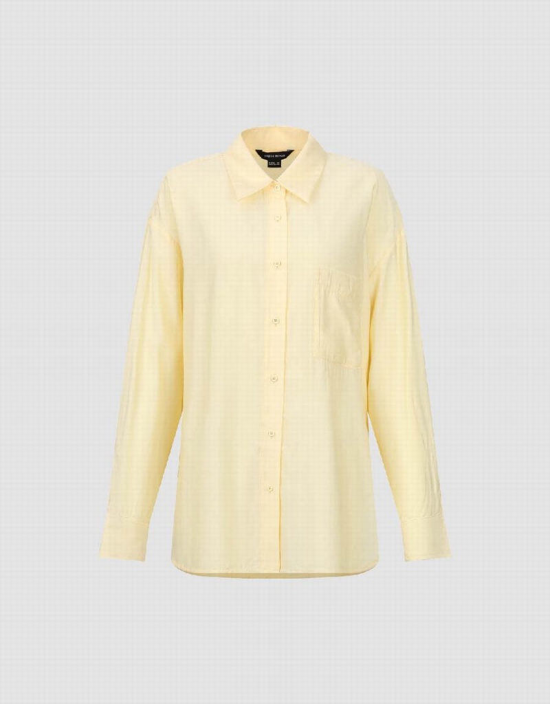 Urban Revivo Button Up Straight Women's Shirts Yellow | AML2522LI