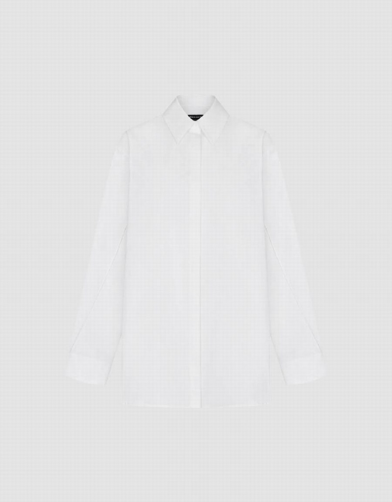 Urban Revivo Button Up Straight Women's Shirts White | EBR7534IB