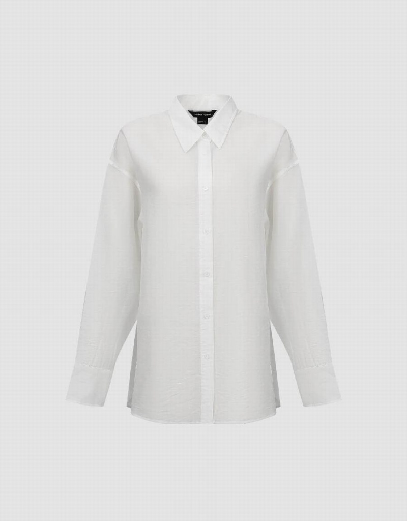 Urban Revivo Button Up Straight Women's Shirts White | AVO1257NP