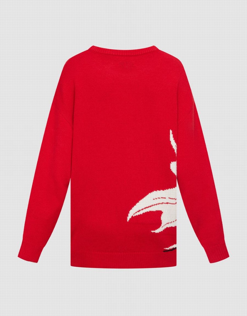 Urban Revivo Crew Neck Holiday Women's Sweaters Red | PMO4948JV