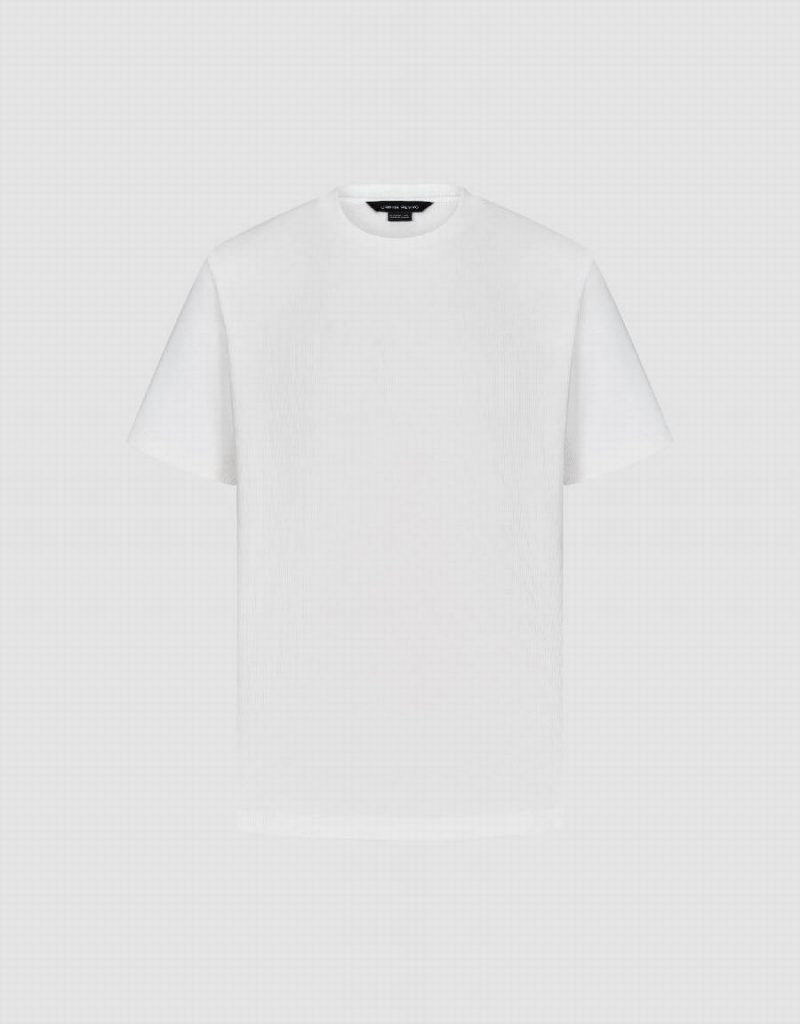 Urban Revivo Crew Neck Knited Men's T Shirts White | TFZ672GK