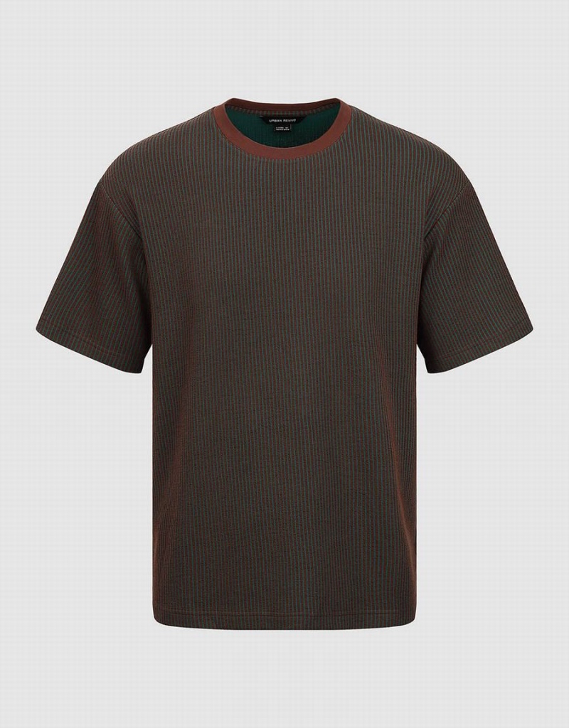 Urban Revivo Crew Neck Knitted Men's T Shirts Green | RAC3156KM