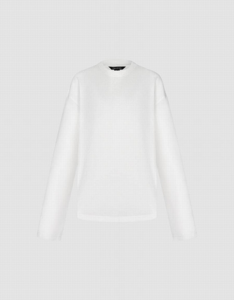 Urban Revivo Crew Neck Knitted Women's T Shirts White | HQG5914CJ