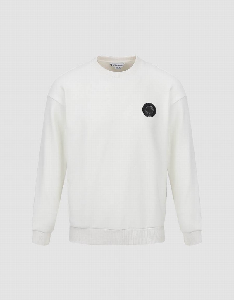 Urban Revivo Crew Neck Loose Men's Sweatshirts White | KYZ6755MM